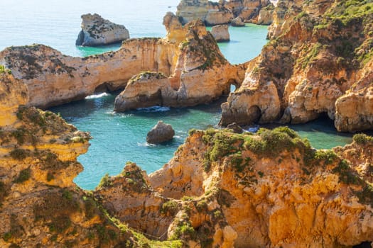 View over the cliffs of Praia do Ferta beach near Alvor, Portugal