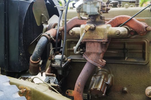 an old engine of a military vehicle