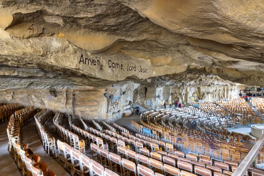 Cairo, Egypt - December 18, 2016: St. Samaan the Tanner Hall, part of a huge cave discovered in 1974 in Saint Samaan The Tanner Monastery, and prepared later to contain the hall