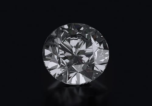 Dazzling diamond with reflection on black background
