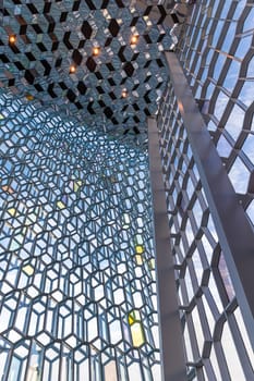 Modern building Harpa concert hall interior reykjavik, iceland
