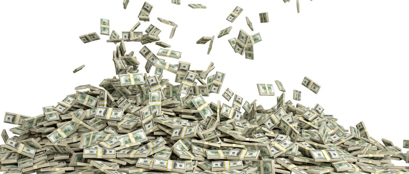 3d illustration falling us dollar bills isolated  transparent backdrop