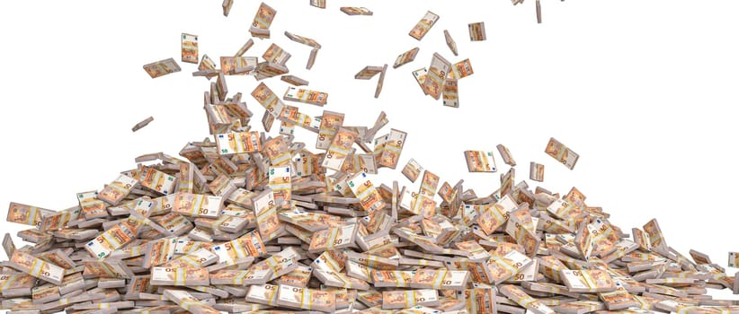 heap  euro currency notes isolated white background. 3d render