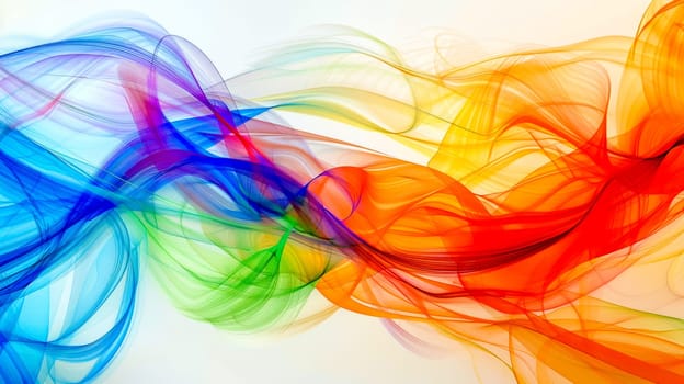 Abstract colorful wave background, with overlapping curvy lines in a rainbow of colors, ideal for a variety of technology or design projects