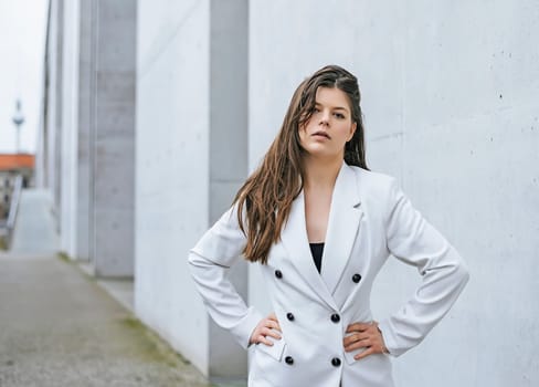 sensual young woman in the city
