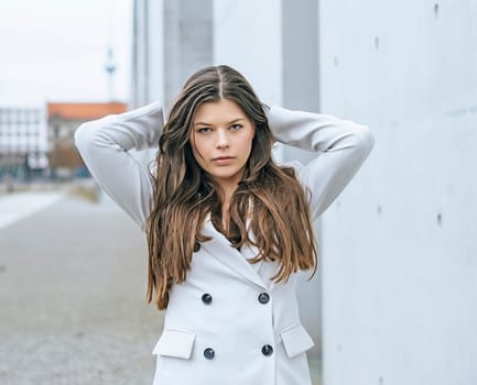 sensual young woman in the city