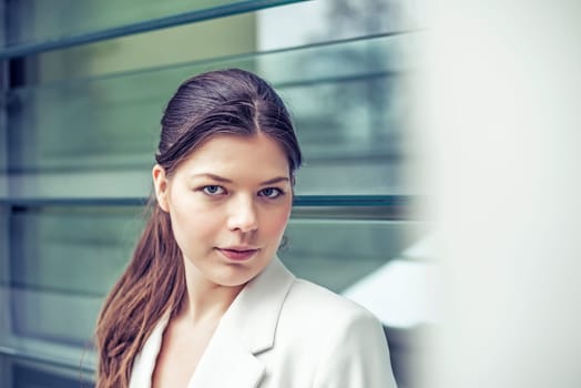self-confident young woman in the city