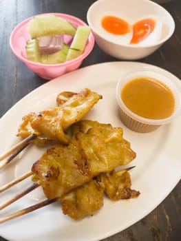 Street food pork satay thai cuisine, stock photo