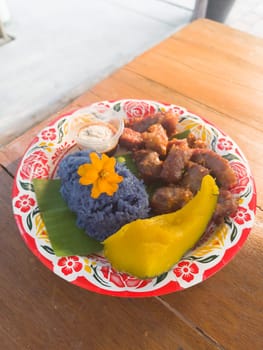 Garlic fried pork dish on the table, stock photo