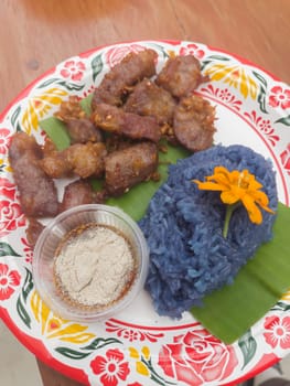 Garlic fried pork dish on the table, stock photo