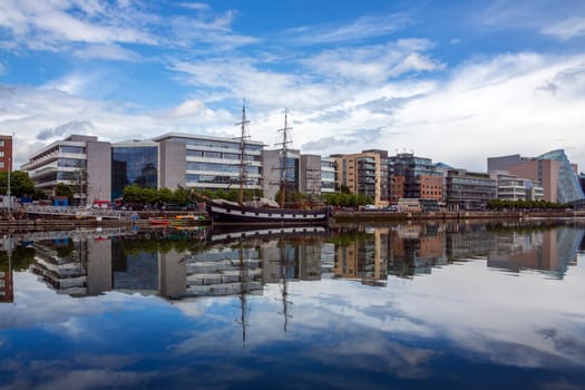 The River Liffey and part of the Dublin waterfront - Dublin in the Republic of Ireland.