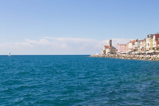 Piran medieval town view, Slovenia. Istria landmark