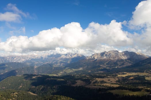 Latemar mountain group view. Italian dolomites landscape