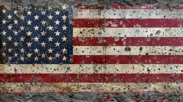 Grunge American Flag on Concrete Wall. A Symbol of USA Patriotism and History