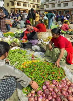 Paro Food Market in the Kingdom of Bhutan