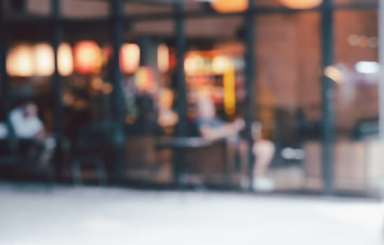 Abstract blurred background with bokeh lights in the restaurant