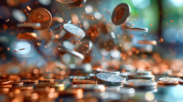 Shower of Coins. Depicting Wealth, Prosperity, and Financial Success