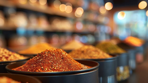 Spices for Sale. Colorful and aromatic spices in a modern market