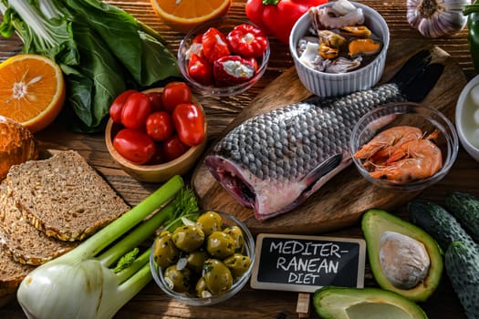 Food products representing the Mediterranean diet which may improve overall health status