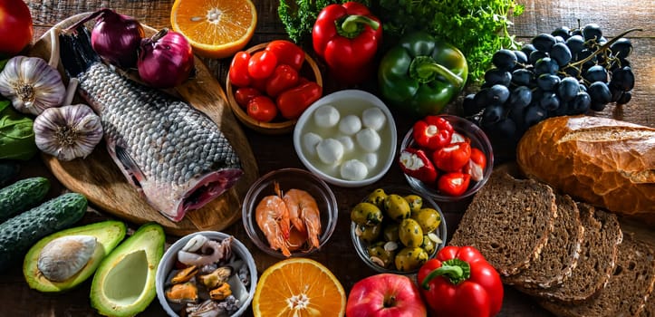 Food products representing the Mediterranean diet which may improve overall health status