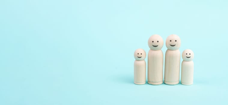 Happy smiling parents with two children, relationship in family, care and security concept, charity and insurance, lifestyle