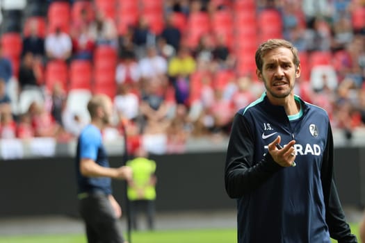 Head coach Julian Schuster (SC Freiburg) at the start of training Bundesliga club SC Freiburg 2024  DFL REGULATIONS PROHIBIT ANY USE OF PHOTOGRAPHS AS IMAGE SEQUENCES AND/OR QUASI-VIDEONann  Photo: Joachim Hahne/johapress