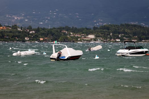 A storm is brewing in the small bay off Manerba del Garada on Lake Garda  Travel Photography - Lake Garda / Lago di Garda / Italy /Italy / Italia