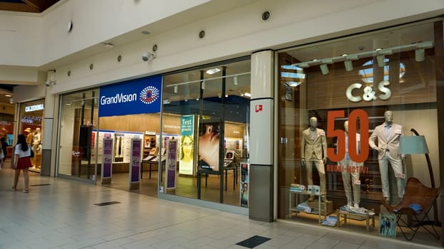 Rimini, Italy - June 25, 2024: Le Befane Centre of Commerce. This is the biggest shopping center in Rimini. Unidentified people are shopping.