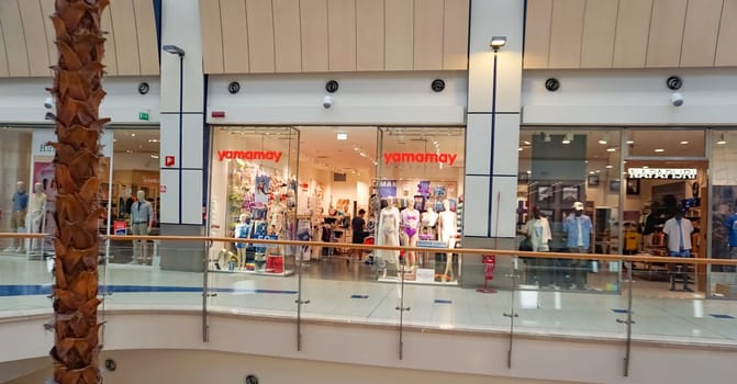 Rimini, Italy - June 25, 2024: Le Befane Centre of Commerce. This is the biggest shopping center in Rimini. Unidentified people are shopping.