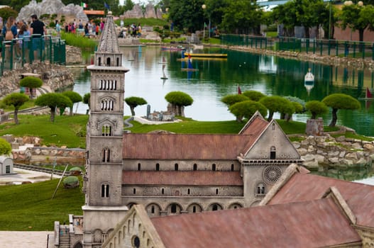 Viserba, Italy - June 25, 2024: Duomo di Lucca, Cattedrale di San Martino at Theme park Italy in Miniature or Italia in Miniatura in Rimini, Italy - Reproduction of famous attractions in a small scale