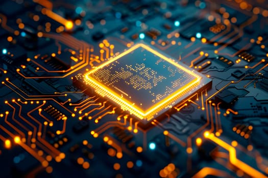 Circuit board, technology background. Central Computer Processors CPU concept. Motherboard digital chip, tech science background. Integrated communication processor.  AI generated