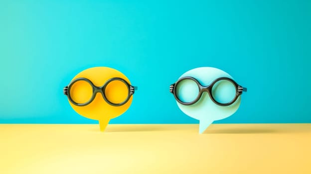 Two speech bubbles are wearing glasses and appear to be deep in thought, suggesting a meaningful conversation is taking place