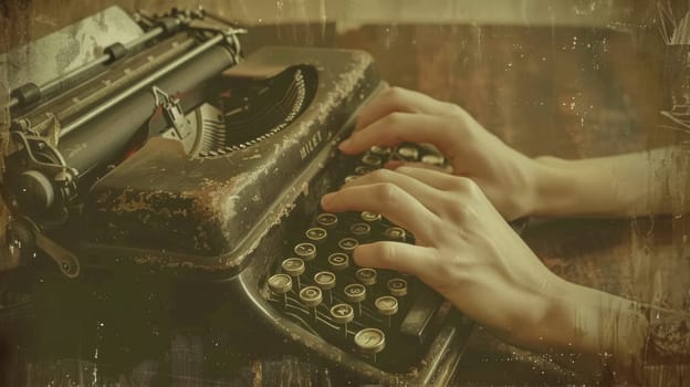 Novelist is typing on a vintage typewriter, bringing their story to life one keystroke at a time. The image evokes a sense of nostalgia and the timeless art of writing