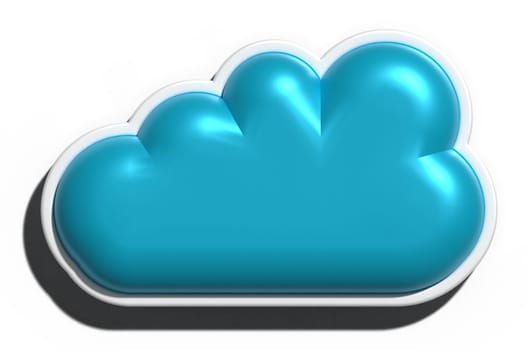 Blue volumetric cloud on an isolated background, 3D rendering illustration