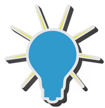 Electric lamp with rays on a isolated background, the concept of generating new ideas. 3D rendering illustration