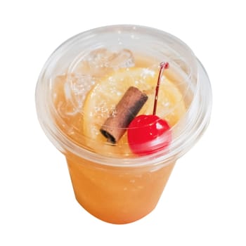 Homemade iced  soda with cola and lime in  cup on transprent background .