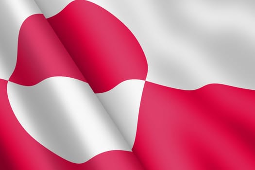 A Greenland waving flag 3d illustration wind ripple