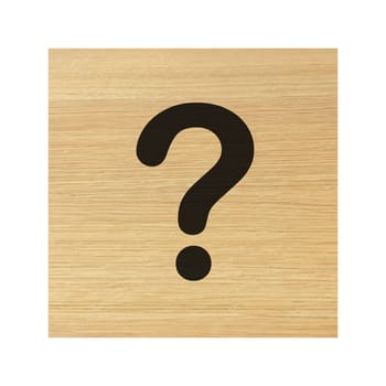 A Question mark wood block on white with clipping path