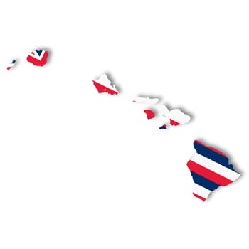 A Hawaii State Flag Map Illustration with clipping path