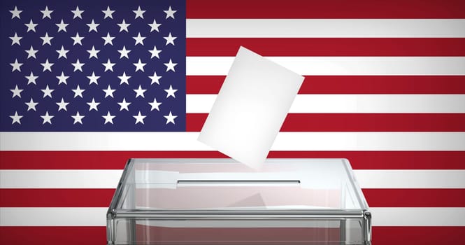 Concept image for election in the United States of America, ballot box with voting paper