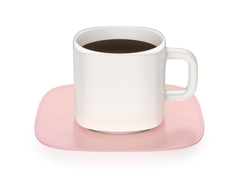Ceramic coffee cup with black coffee on a white background