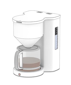 Sketch of a white filter coffee machine