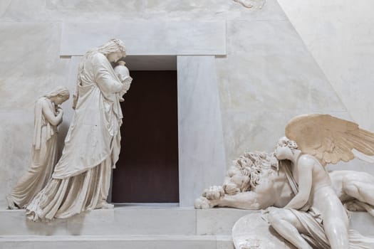 Possagno, Italy - 29 June 2022. Funeral monument to Maria Christina of Austria, by sculptor Antonio Canova, 1800 - plaster