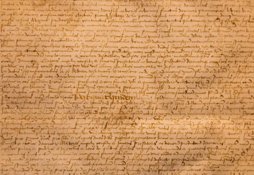 Aged handwritten manuscript text. Calligraphy on old paper, vintage background