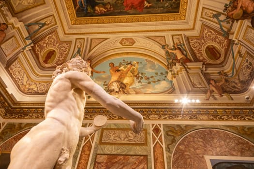 Rome, Italy - 28 December 2023: Galleria Borghese - Borghese Gallery - ancient art museum interior, sculptures in white marble