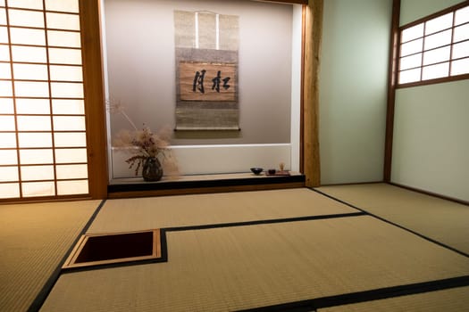 Reconstruction of a Japanese traditional tea room interior - minimal design, nobody