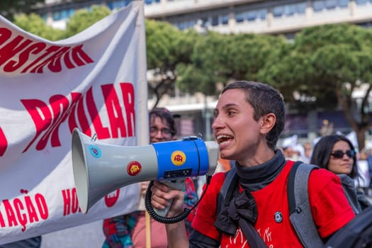 Porto, Portugal: May 1, 2024: Celebration and Protest of the May 1in Portugal, Labour Day, in Porto, Portugal