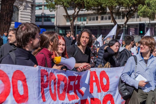 Porto, Portugal: May 1, 2024: Celebration and Protest of the May 1in Portugal, Labour Day, in Porto, Portugal