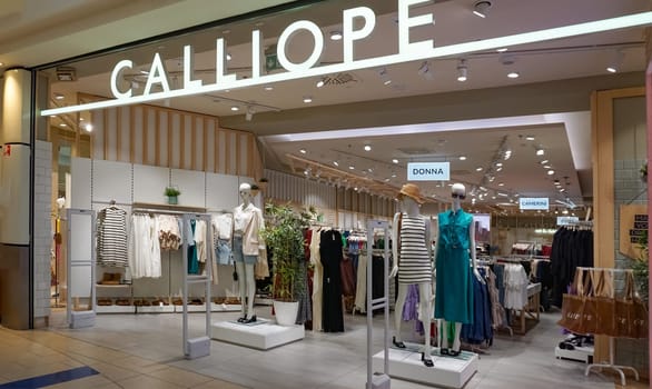 Rimini, Italy - June 25, 2024: Signage from Calliope store at Rimini at Italy