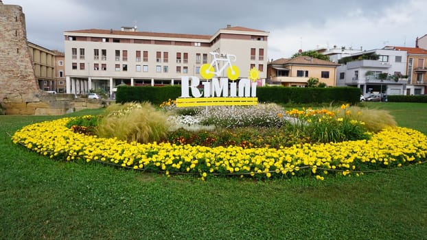 Rimini, Italy - June 25, 2024: : Sign I love Rimini at old town in the italian city Rimini